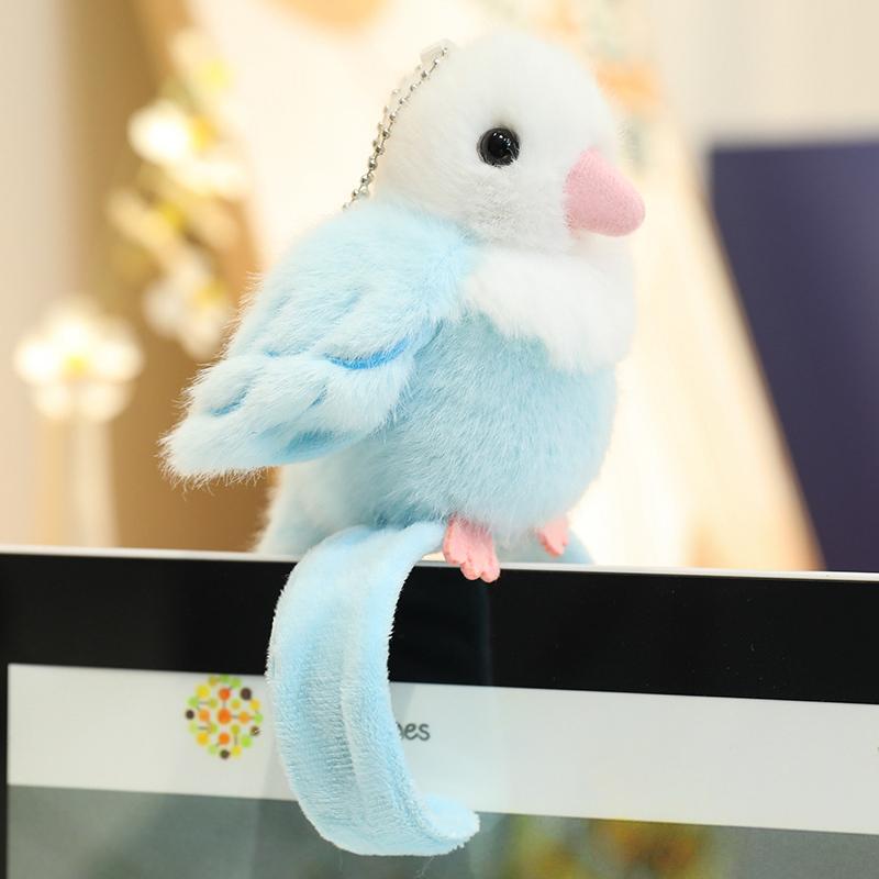 1/4 Inch Green Parrot Slap Band Plush Toy Kawaii Stuffed Bird Keychain Soft Plushie Gift for Kids