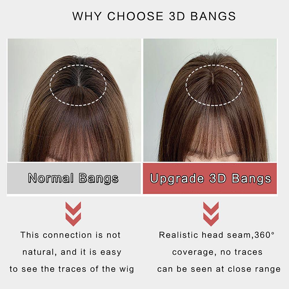 3D Air Bangs Wig Female Seamless High Temperature Hairpiece Head Top Replacement Cover White Hair Fake Bangs