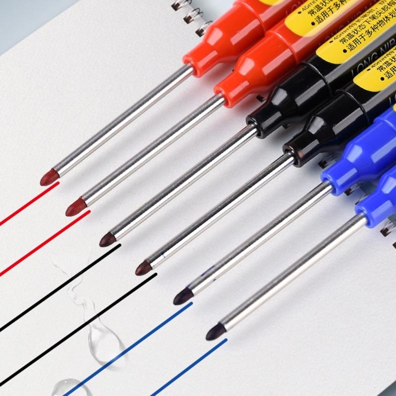 2Pcs Refillable Deep Hole Marker Pen With 15ml Refill Inks 45mm Long Tip Marker For Marking On Wood Ceramic Tile Metal