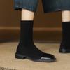 Krazing Po Microfiber Flock Winter Round Toe Size 33 Chelsea Boots Size 43 Zipper High Quality Low Heels Ankle Boots