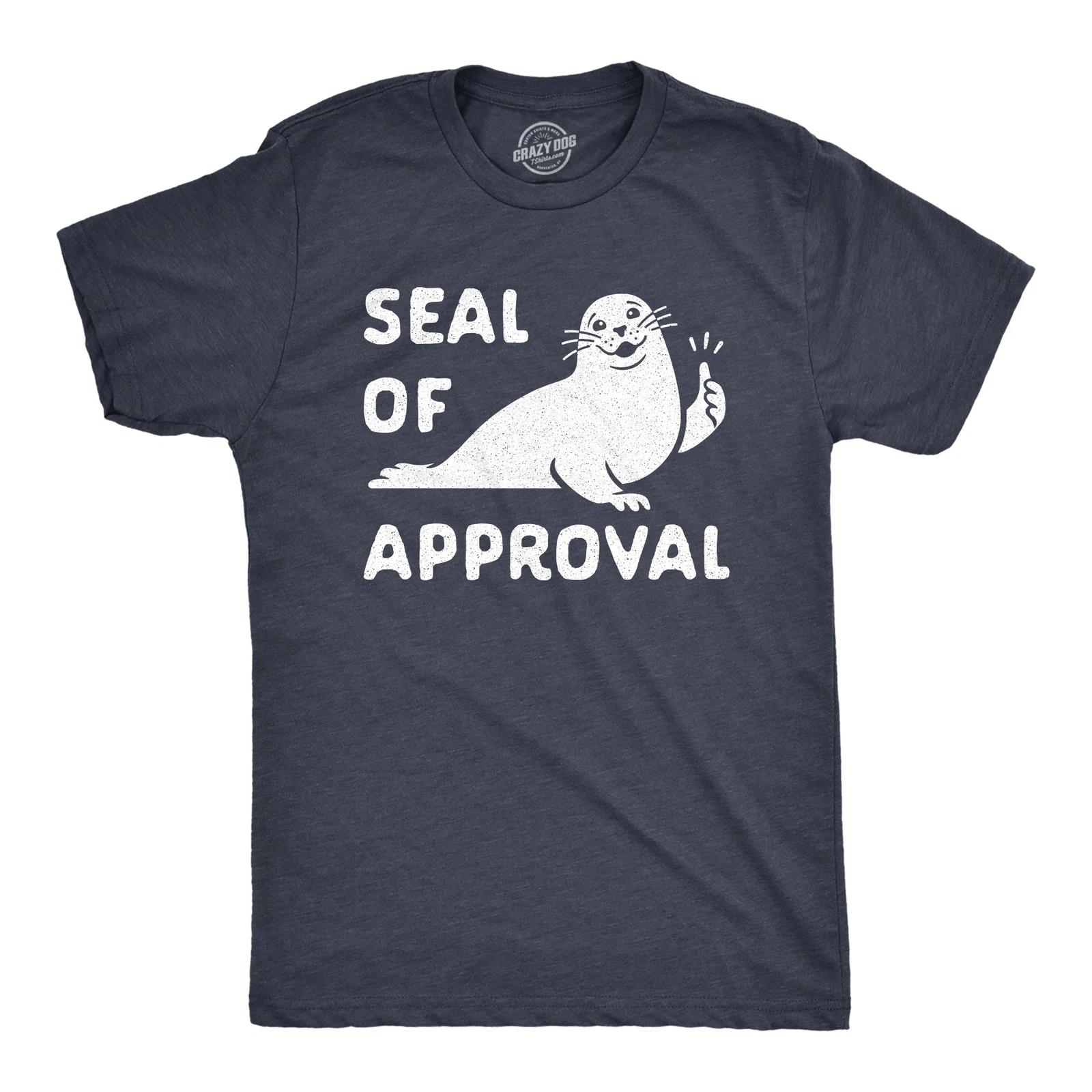 Mens Seal Of Approval T Shirt Funny Pun Graphic Novelty Sea Animal Graphic Tee XS