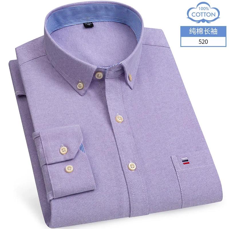 100% Cotton Oxford White Casual Shirts for Men Long Sleeve Buttons Plaid Shirt Striped Pocket Men Shirts Plus Size 7XL Camisas