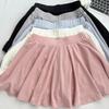 Ice Silk Skirts with Safty Pants Straight A-line Mini Skirt Simple Pleated Skirts Women  Female