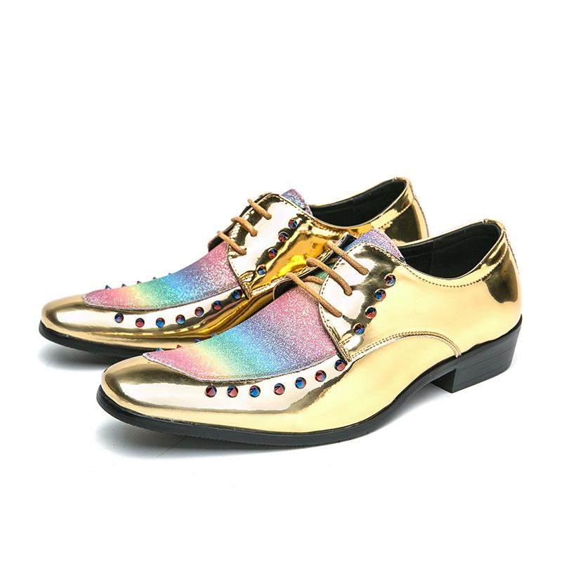 Men's Shoes Large Size New Casual Leather Shoes Fashion Chelsea Rivet Pointed Leather Shoes Trendy Hairstylist Trendy Shoes