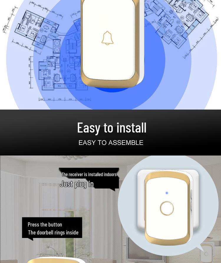 Kajia Si Wireless Smart Doorbell: Waterproof Dual-Function AC Digital Door Chime with Music
