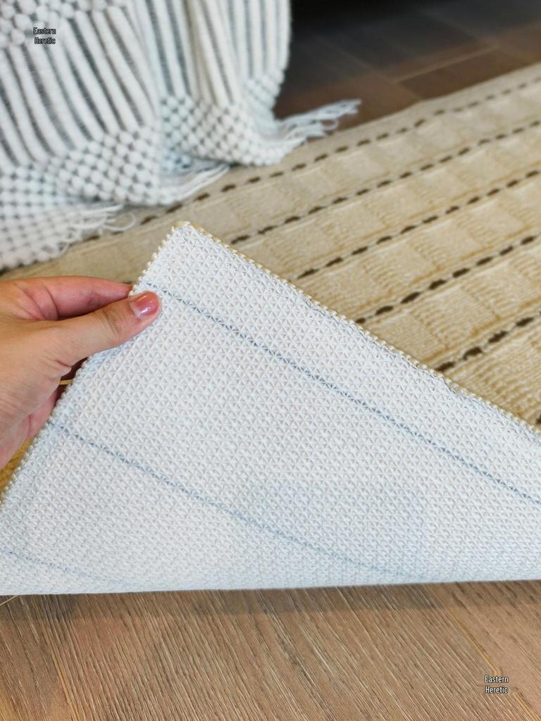 2025 New Style French Cream Carpet: Long Strip Foot Mat for Bedroom & Living Room