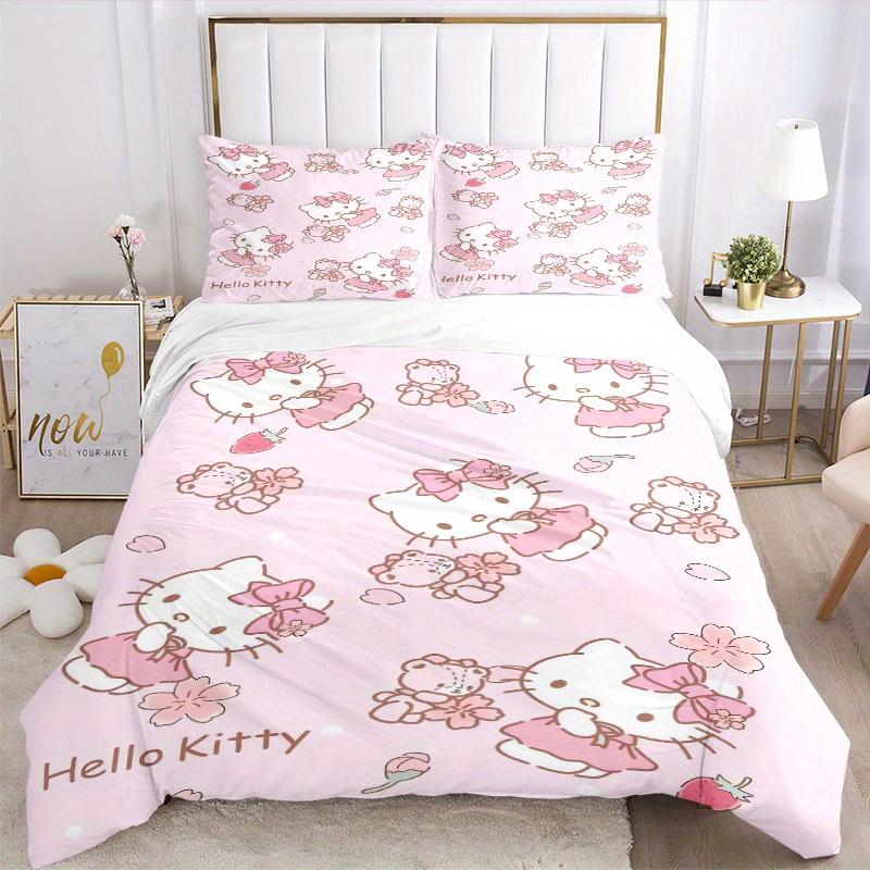 3pcs Pink Theme Hello Kitty Bedding Set - Includes 1 Quilt Cover and 2 Pillowcases, Comfortable Bedding with Stylish Design for Bedroom, Mac