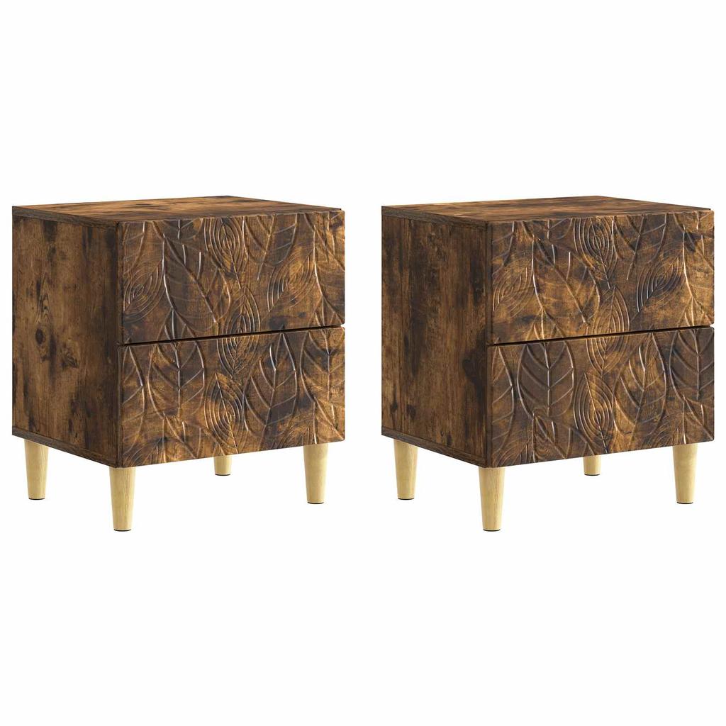 Nightstand Set of 2 Smoked Oak 43 x 34.5 x 48 cm