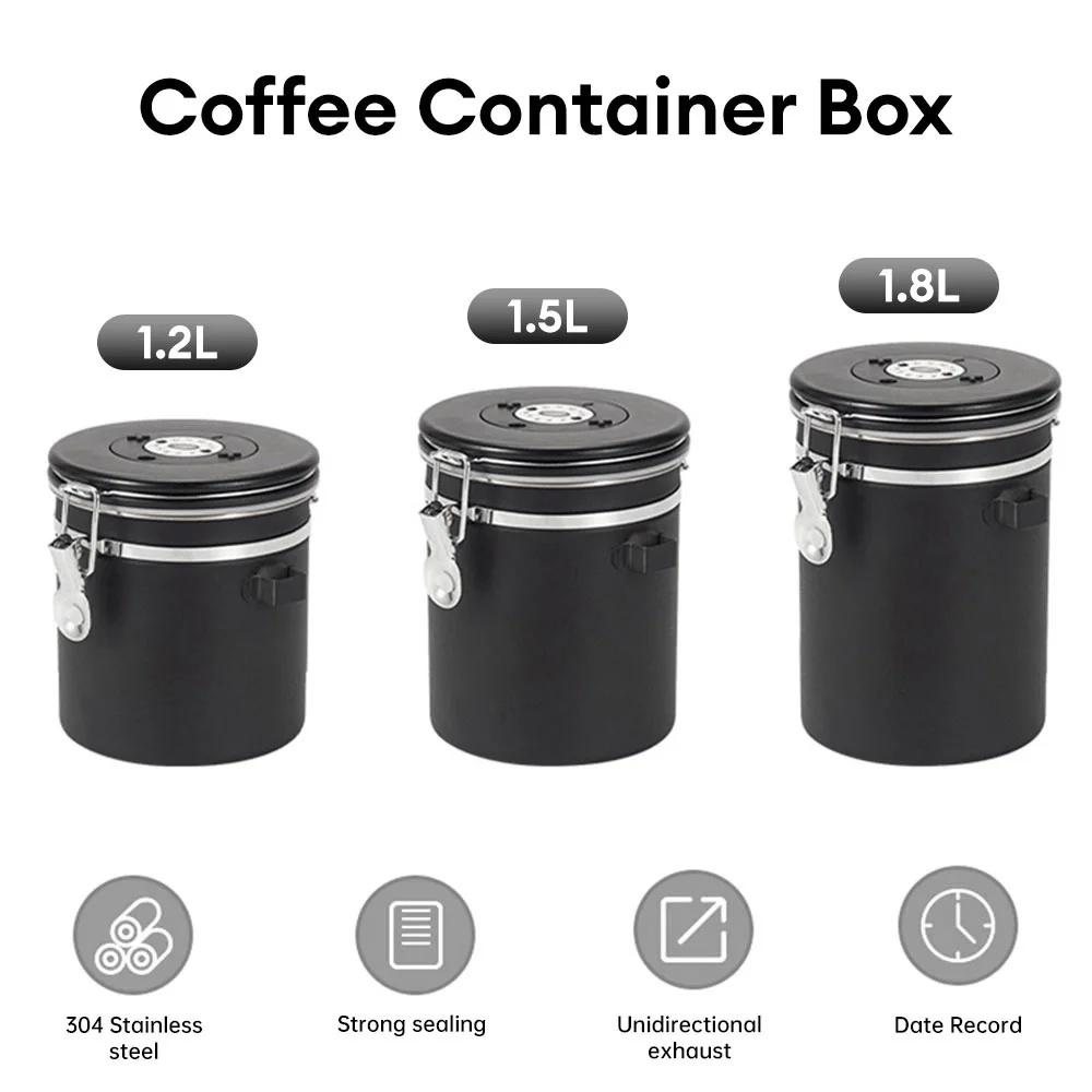 Stainless Steel Airtight Lid Preserves Freshness Storage For Coffee Beans Canister Coffee Container with Co2 Valve Coffeeware