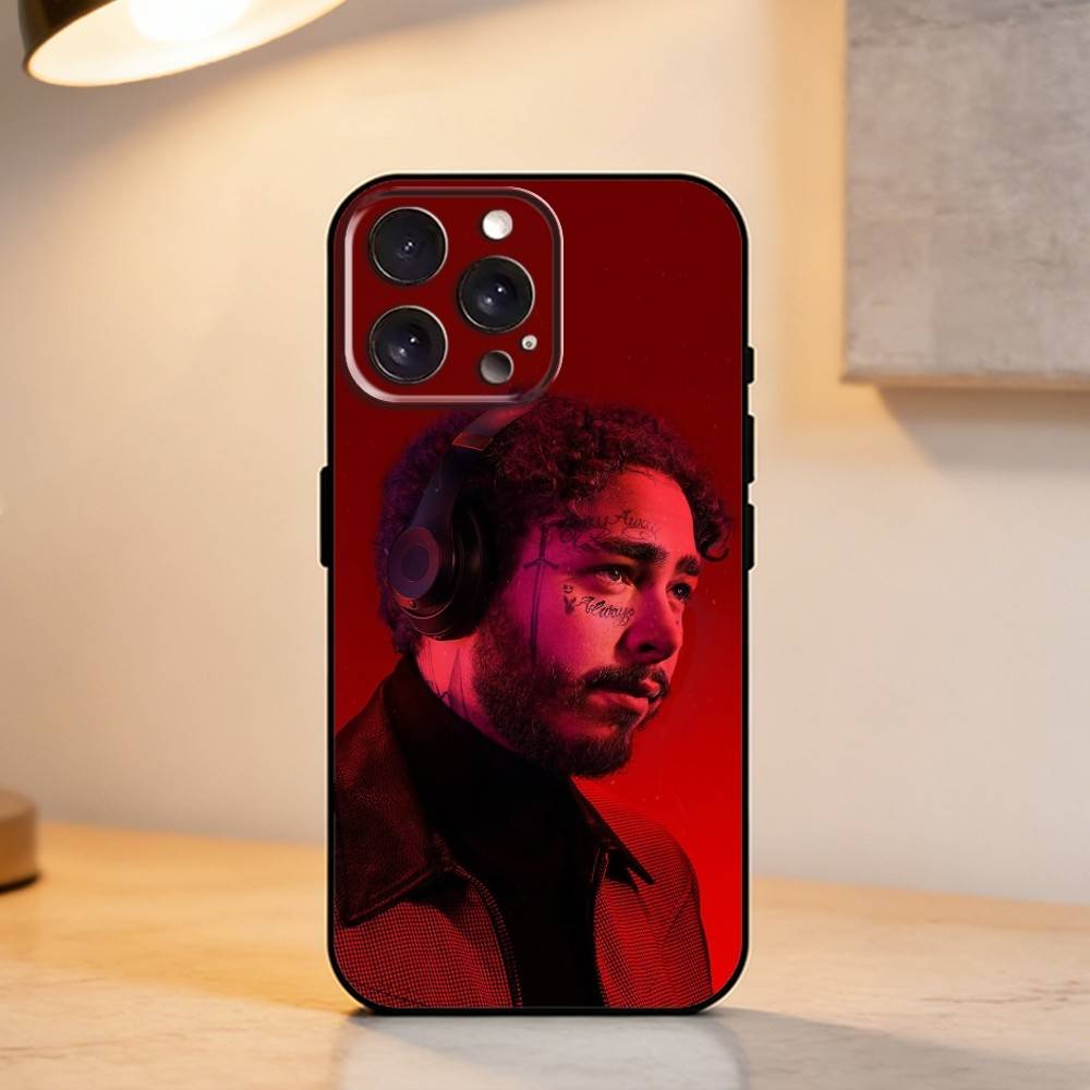 King P-Post M-Malone Phone Case For iPhone 17,16,15,14,13,12,11 Plus,Pro Max,XS,Soft Silicone Black Cover