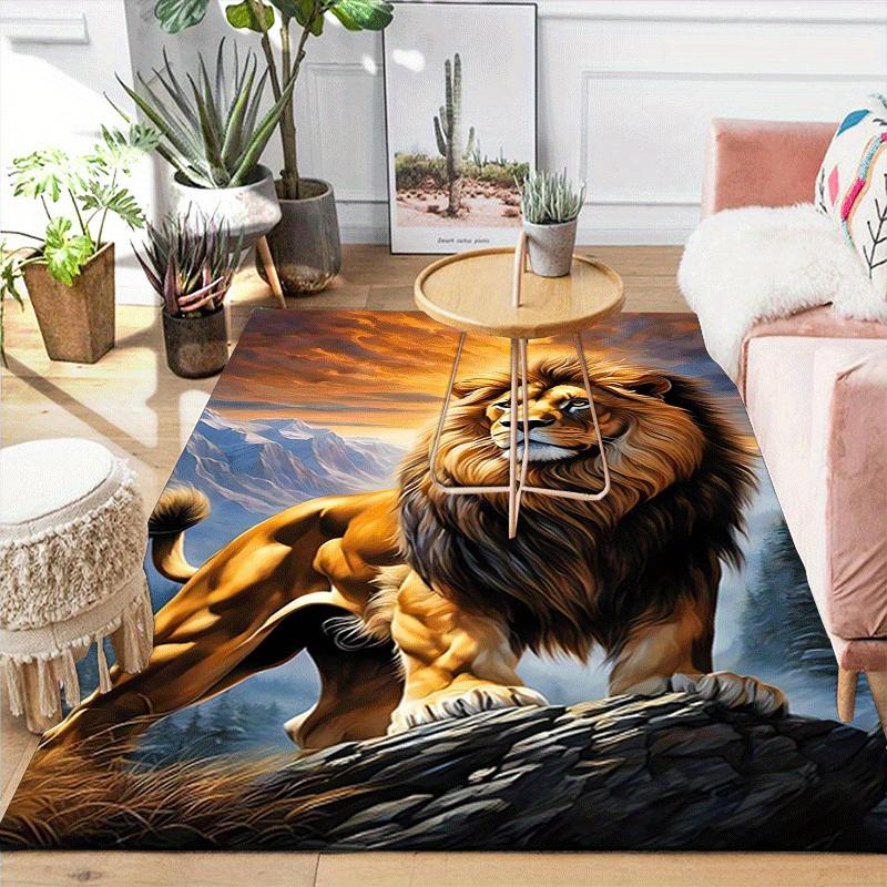1 Stück Mutiger Löwe Muster Teppich, Rutschfest Nicht Flusend Fleckenbeständig Teppich