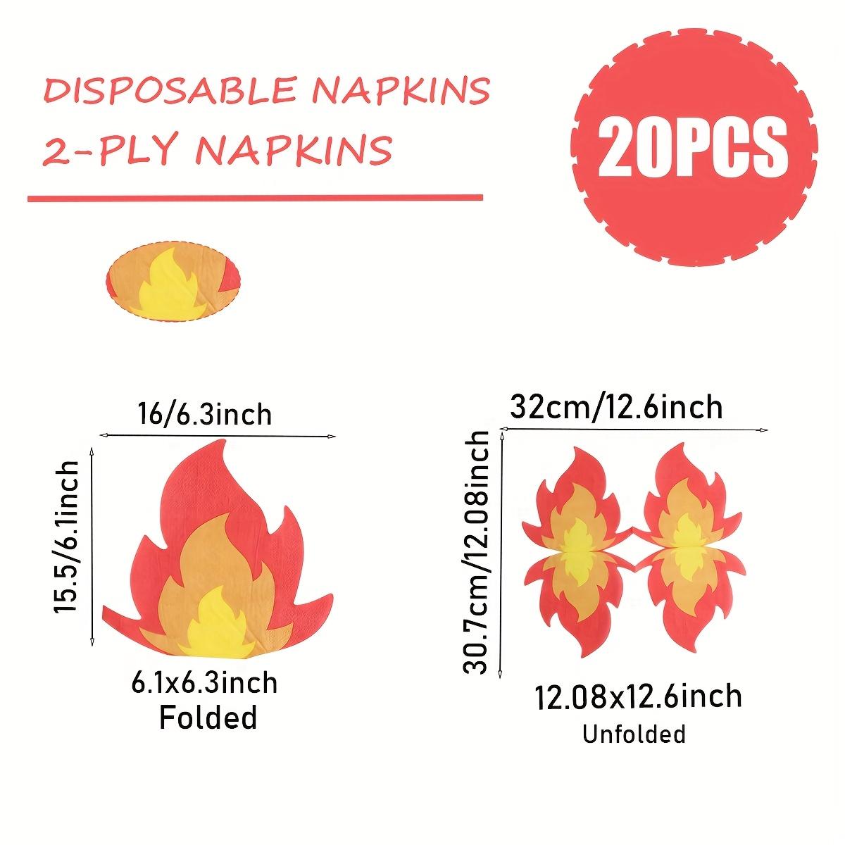 

[20pcs New Flame Napkins] 20pcs Flame-Shaped Decorative Paper Napkins 12.08x12.6 Inch | Vibrant Fire Design