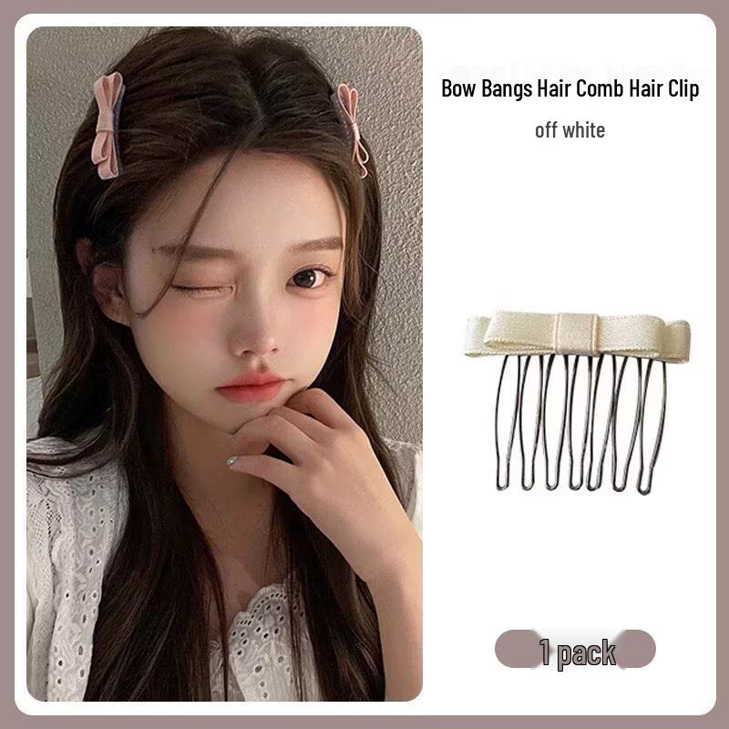 Korean Bow Hair Comb: Women's Versatile Wispy Bangs Hairpin Accessory