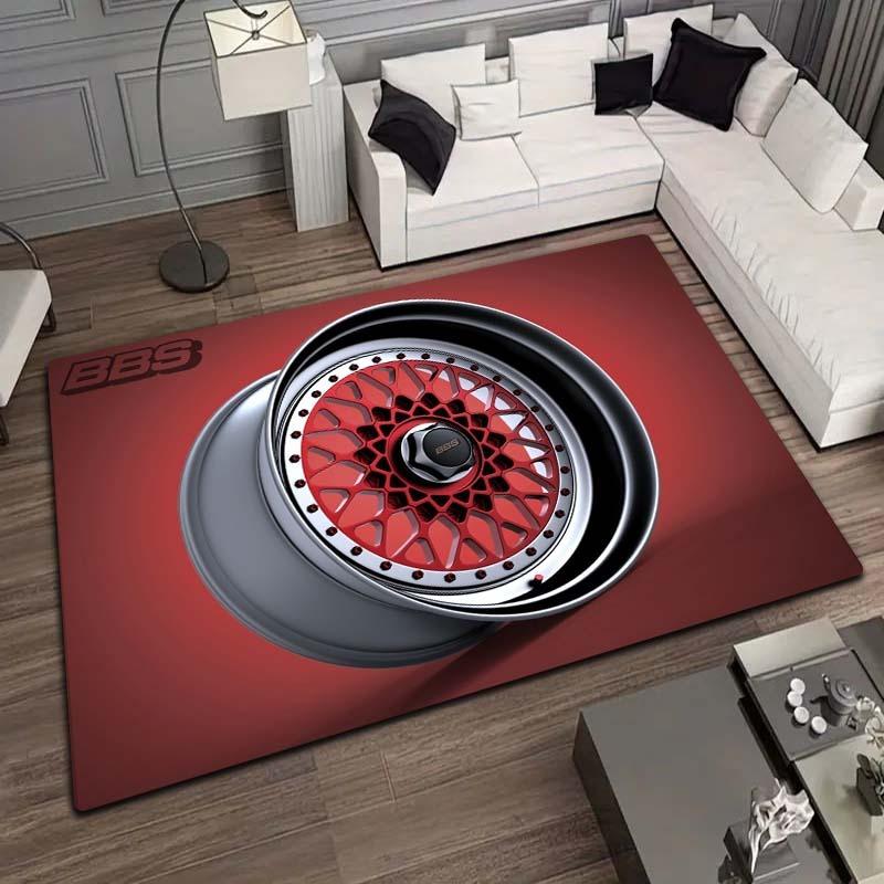 BBS Racing Mat Home Living Room Bedroom Decoration Kitchen Bathroom Anti Slip Entrance Carpet Balcony Flannel Floor Mat Gift