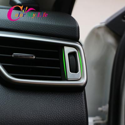 2Pcs Interior Aço Inoxidável Carro Air Vent Ajuste Botão Tampa Guarnição para Nissan X-trail Xtrail T32 Qashqai J11 2013-