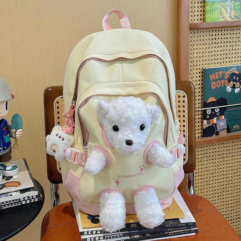 Cute Cartoon Bear Backpack for Women and Students - Mori Style Shoulder Bag