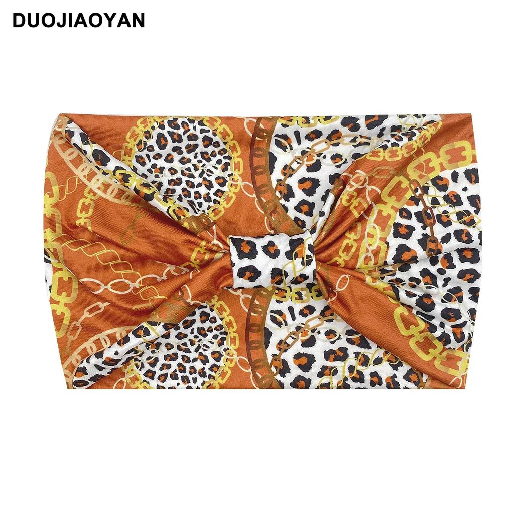 Knot Headband, Color Blocked Pattern Printed Sports Headband, Fashionable Polka Dot Wide Edge Elastic Headband