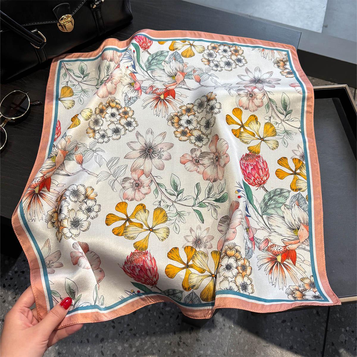 

100% Pure Silk Scarf Women Neck Hair Foulard Square Headband Scarves Bandana Fashion New Hijab Poncho Scarves Pashmina Real Silk 53x53cm