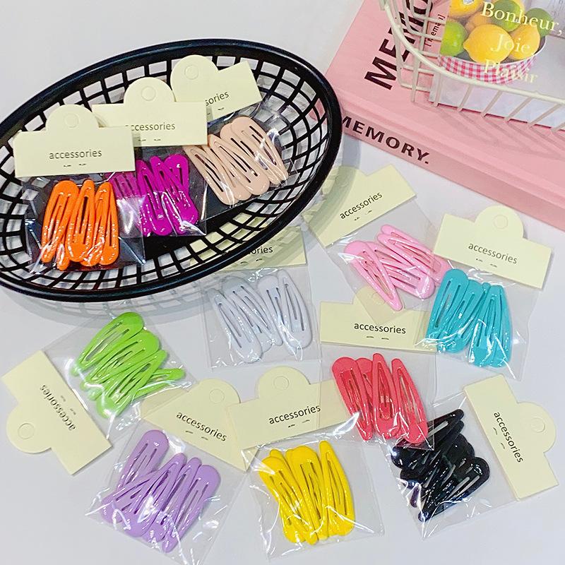 5pcs/set Bagged Cute Solid Waterdrop Shape Hair Clips For Girls BB Side Hairpins Basic Barrettes Kids Fashion Hair Accessories