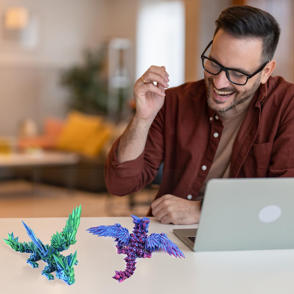 3D Printed Gemstone Flying Dragon Gift Toy with Wings That Can Be Twisted To Relieve Stress, Creative Dragon Figurine Toy
