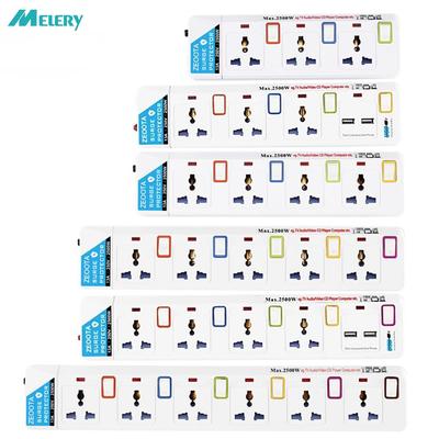Extension Lead Power Strip Cord Individual Switched Outlet Overload Surge Protector Universal Plug USB Sockets 2500W 1.8m Cable