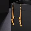Japanese and Korean Women's Olive Beads Temperament Fringed Long Ear Hook Earrings Jewelry
