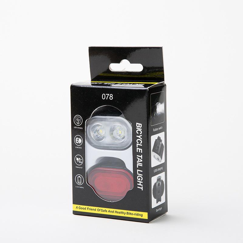 Rechargeable Waterproof Bicycle Front & Rear Light for Night Riding