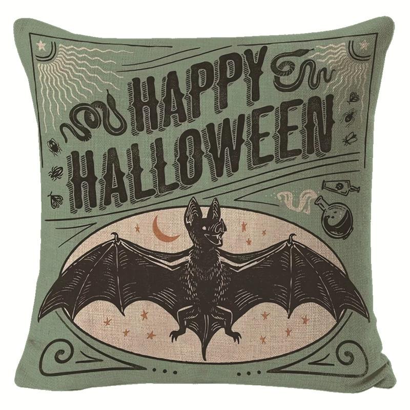 Creative Halloween Decoration Cushion Cover Classic Skull Pumpkin Series Printed Pillowcase Terrifying Bat Pillow Cover