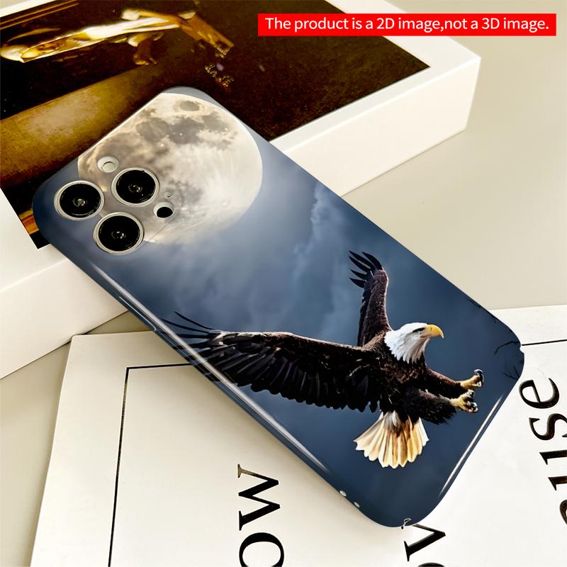 2DFlat Bald Eagle Soaring Under Full Moon All inclusive film hard iPhone case, compatible with iPhone 18 Pro Max 17 16 15 14 13 12 11