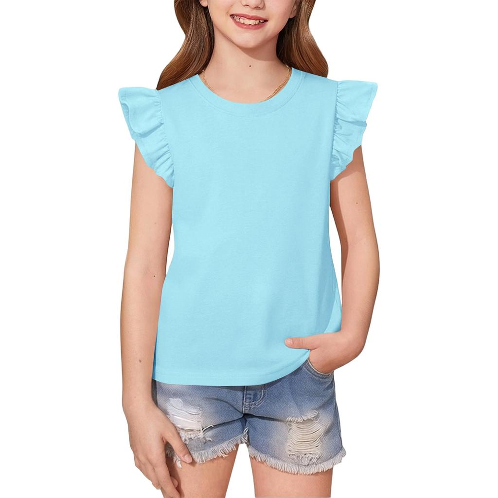 Dziecięca casualowa koszulka z paskami, z rękawami typu "latający rękaw", z okrągłym dekoltem, modny top