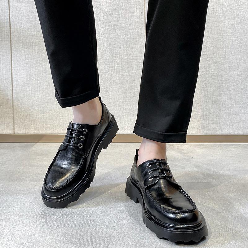 New Modelnew British Platform Lace-Up Wide Feet Men'S Shoes Business Dress Leather Shoes Men'S Breathable 5271-R