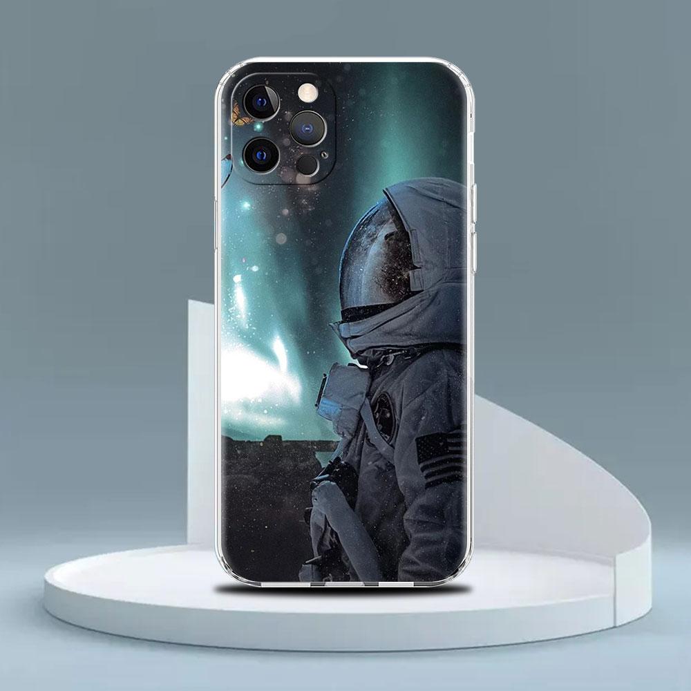 Astronauta Kosmiczna Planeta Przezroczyste Etui Na Apple iPhone 13 11 14 12 Pro 7 8 Plus XR X XS Max 6 6S 13Pro Silikonowe Etui Na Telefon
