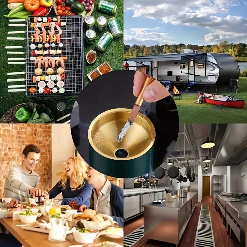 Stainless Steel Ashtray - Smokeless, Spill-Proof Design for Indoor & Outdoor Use, Easy-Clean Odor-Resistant Surface