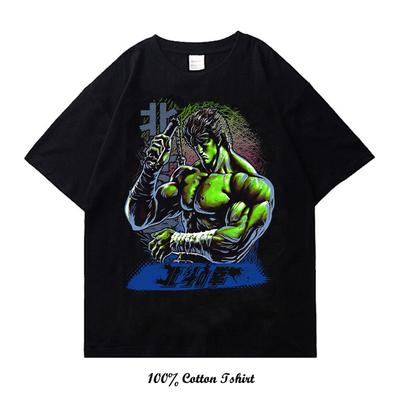 Fist Of The North Star Μαύρο Hip-Hop Harajuku Streetwear Ιαπωνικό Anime Print T-shirt Βαμβακερό Casual T-shirt Καλοκαιρινό Κοντομάνικο