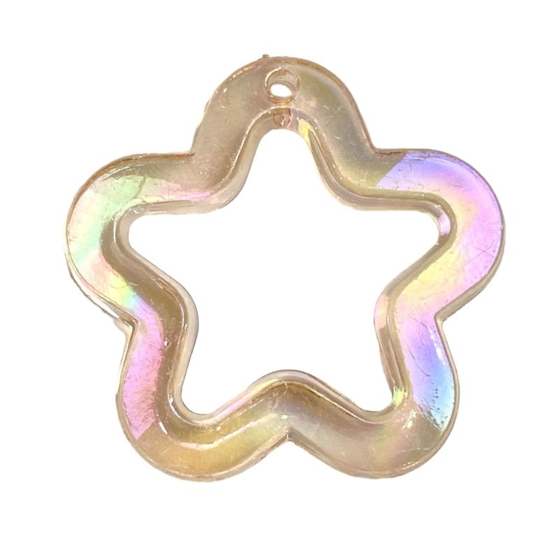 5Pieces 31mm Small Star Shape Pendant with Hole Crystal Star Loose Beads for Jewelry Making DIY Crfat Muitcolor Beads