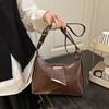 Women's Faux Leather French Casual Vintage Pure Color Simple Shoulder Crossbody Underarm Bag KTB