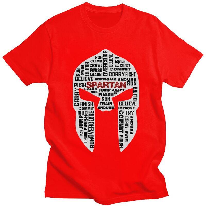 Custom Spartan Race Helmet Tshirt for Men Short Sleeves T Shirt Fashion Sparta Spirit Tshirts Loose Fit Pure Cotton Tees Gift