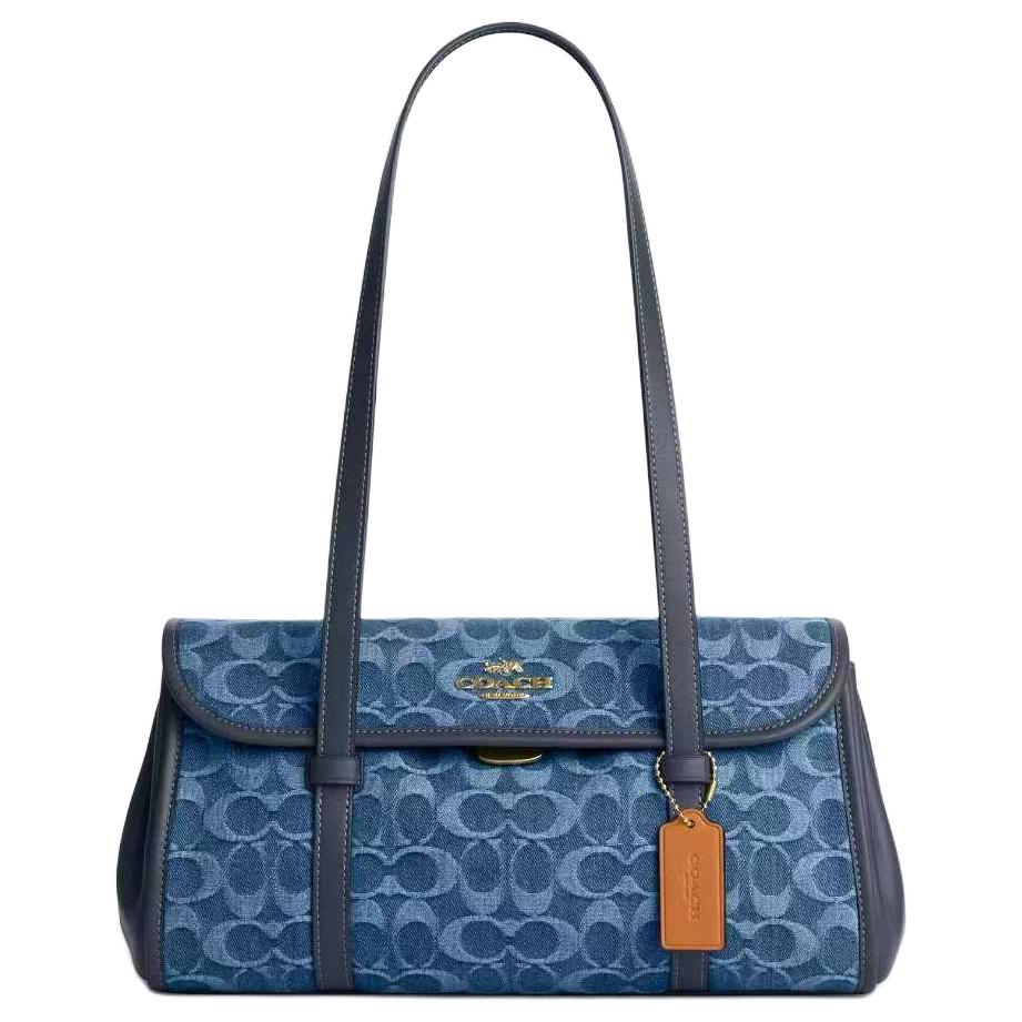 

Coach Bridget 34 Classic Monogram Gold Logo Denim And Smooth Leather Shoulder Bag Large Women shoulder bag Indigo CDE94-IMTYV Basic Set (Bag+Dust Bag)