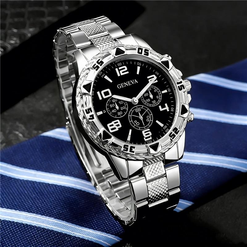 High Quality Stainless Steel Watchband Men Wristwatch Luxury Casual Quartz Watch Large Dial Business Watch