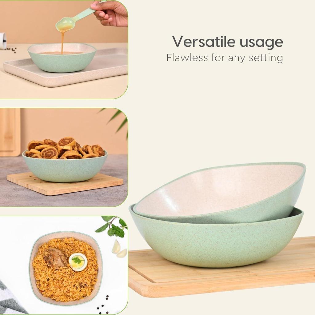 Set of 6 Earth-Friendly Multipurpose Bowls for Kitchen | 600 Ml | Made with Bamboo Fibers & Rice Husk | Microwave Safe Bowl