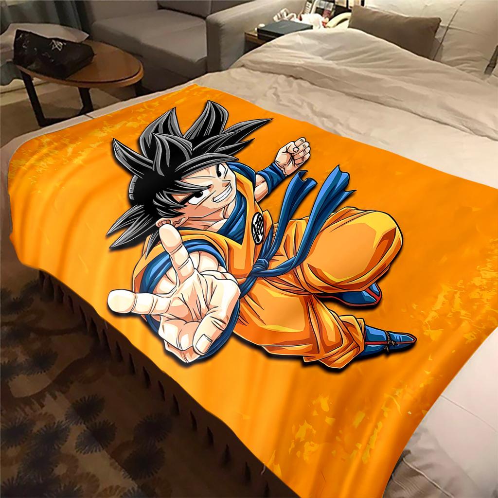 1PC Son Goku  Print Flannel Blanket, High quality All Seasons, Home Decor, Warmth and Comfort, Perfect for Christmas Gifts