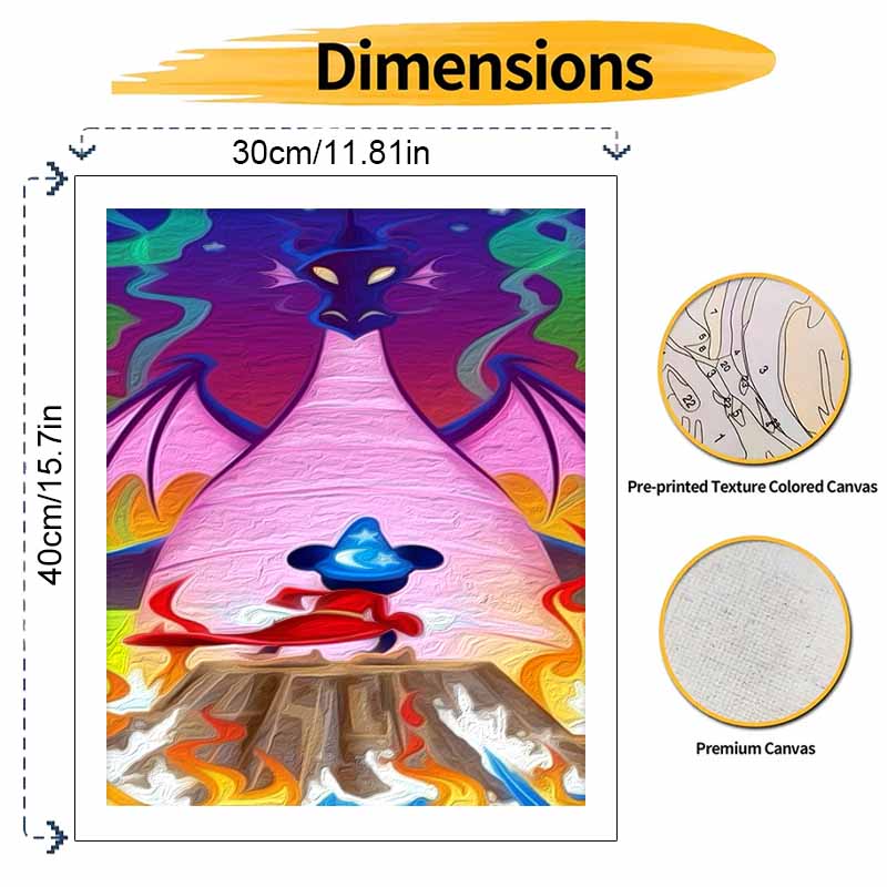 Disney Sorcerer Mickey Oil Painting Kit Canvas DIY Home Decor Gift for Fans (128 Characters)