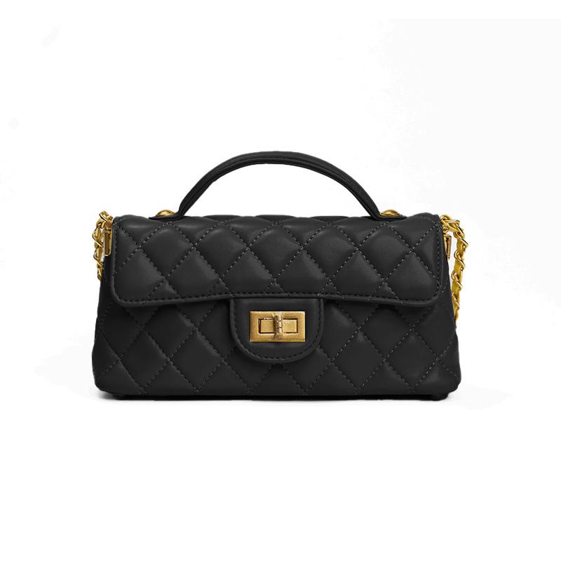 Lingge Embroidered Thread Small Bag Women's Bag New Handheld Small Square Bag Western Style Small Fragrant Wind Chain Single Shoulder Crossbody Bag
