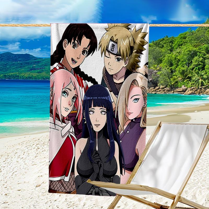 1pc NARUTO (2) Beach Towel, Beach and Seaside Swimming Pool Equipment, Fashion Pattern, Rectangular, Travel Essentials