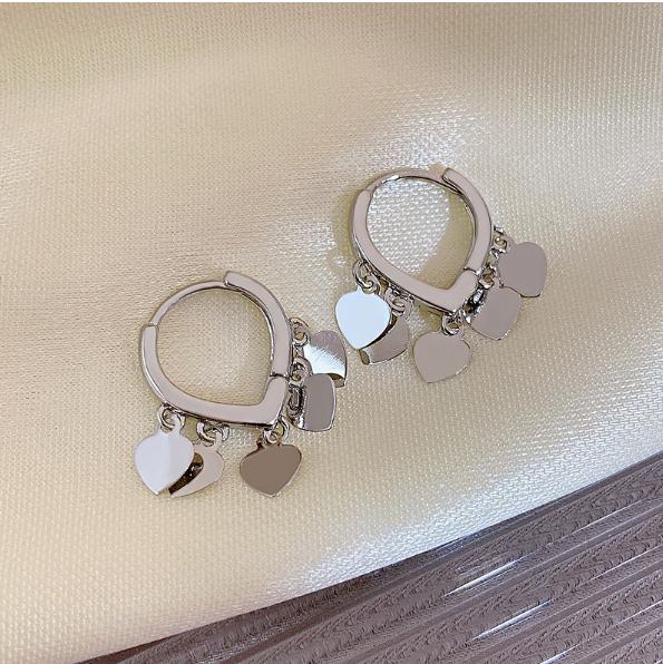 

Heart Charm Hoop Earrings Stainless Steel Dangle Small Lightweight Jewelry for Everyday Wear and Special Occasions серебряный