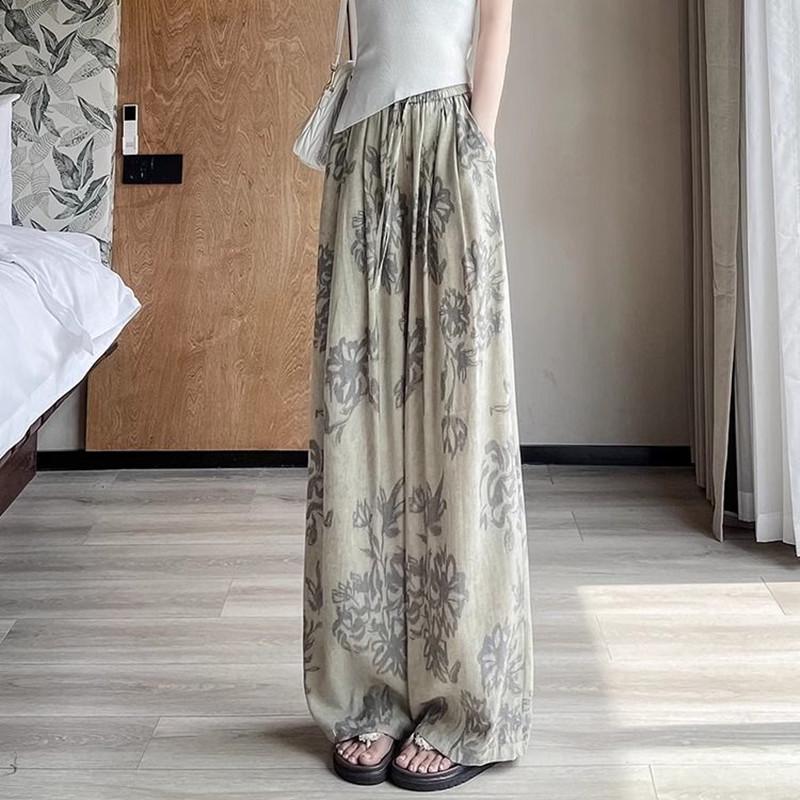 Retro High-Waisted Wide-Leg Pants - Women s Slimming Summer Trousers M хаки
