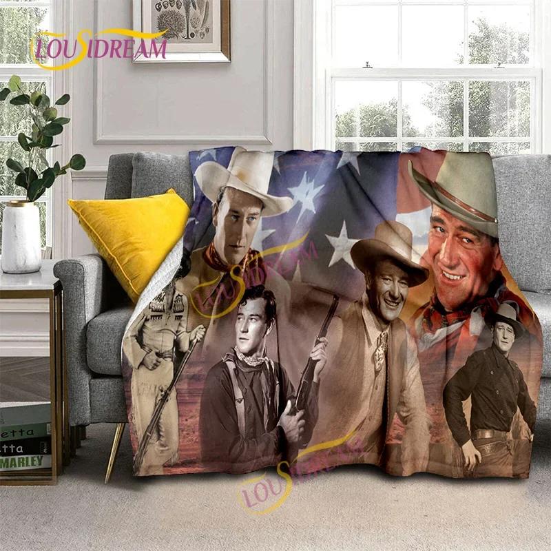 John Wayne Blanket Super Soft 3D Printed Famous Cowboy Actor John Wayne Flannel Blanket Home Bedroom Washable Warm Lazy Blanket