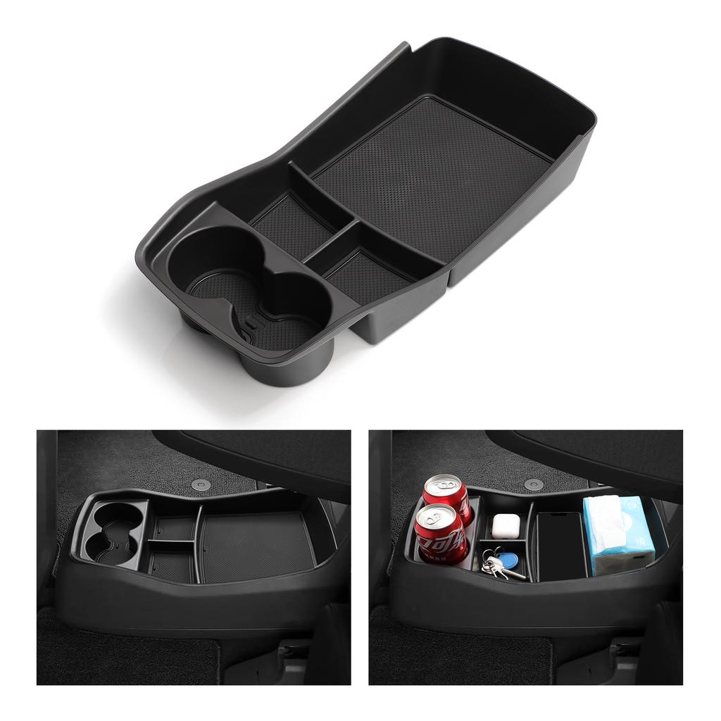 For Kia EV9 2023 2024 2025 Center Console Lower Storage Box Car Tray TPE Organizers Accessories Tidying Black