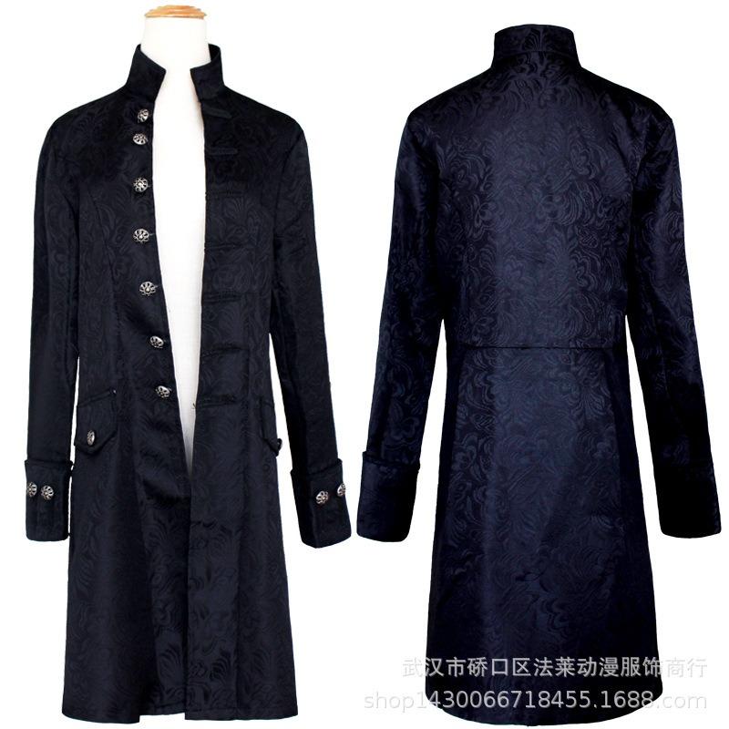 Men's Coat Steampunk Vintage Men's Stand-Up Collar Uniform