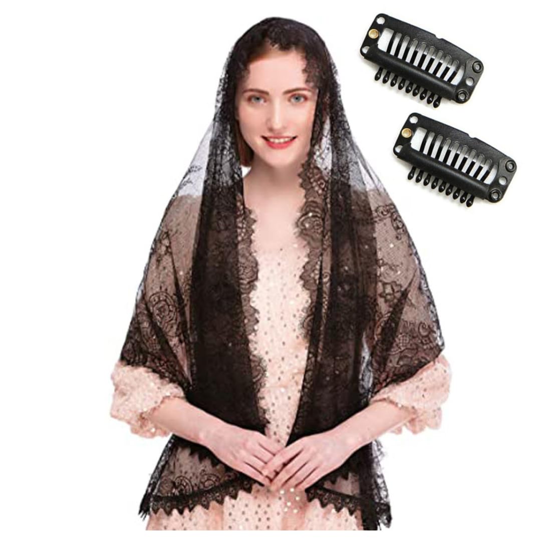 

Католическая вуаль Uccellino для церковной мессы, Стола с прикрепляемым гребнем, Нескользящая вуаль (черный)